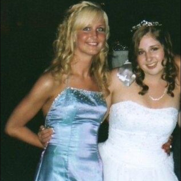 Teal-blue purple shimmer princess bedazzled Grad dress size 4 - Picture 1 of 16